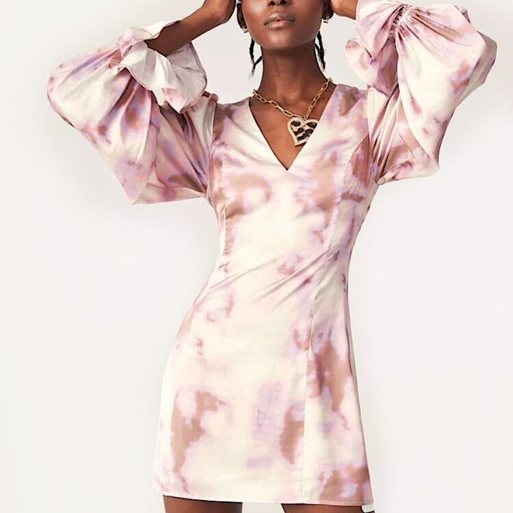 Shein Premium Satin Tie Dye Bodycon Dress